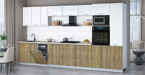 Кухонный гарнитур Интерлиния Мила Gloss 3.9-ПМ3