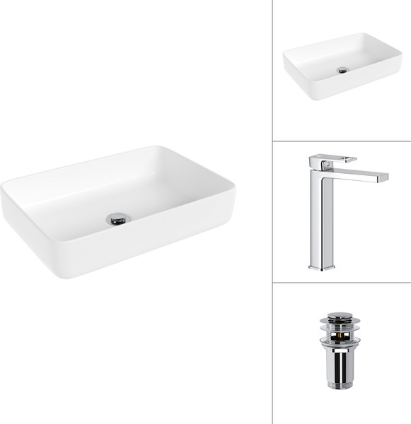 Умывальник со смесителем Lauter 21487-50 + Cascade 21СК0655C с донным клапаном 21190CH - фото