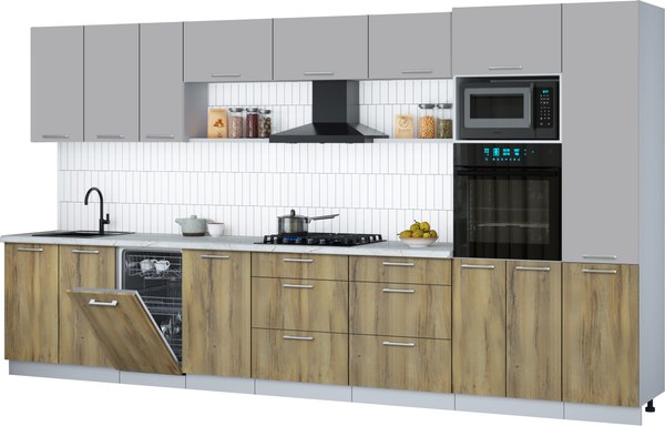 Кухонный гарнитур Интерлиния Мила Gloss 3.9-ПМ3 - фото