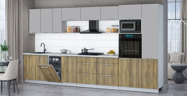 Кухонный гарнитур Интерлиния Мила Gloss 3.9-ПМ3