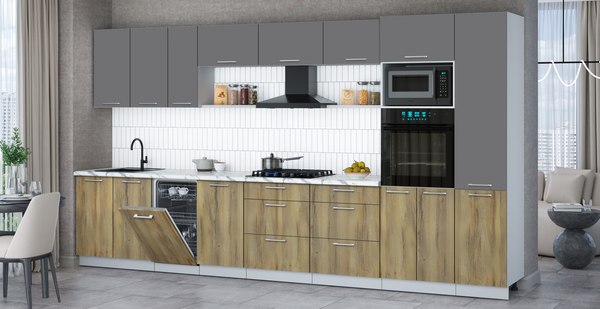 Кухонный гарнитур Интерлиния Мила Gloss 3.9-ПМ3