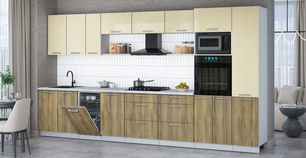 Кухонный гарнитур Интерлиния Мила Gloss 3.9-ПМ3