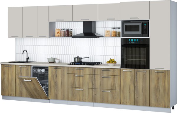 Кухонный гарнитур Интерлиния Мила Gloss 3.9-ПМ3 - фото