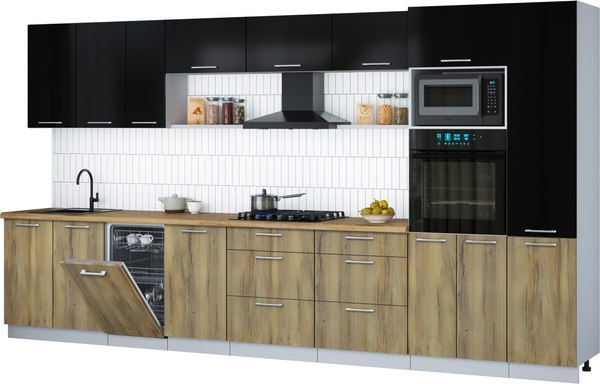 Кухонный гарнитур Интерлиния Мила Gloss 3.9-ПМ3 - фото