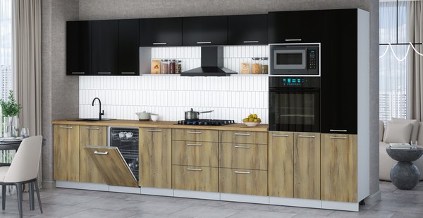 Кухонный гарнитур Интерлиния Мила Gloss 3.9-ПМ3