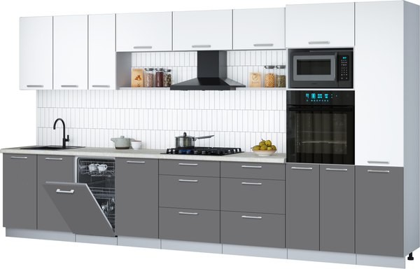 Кухонный гарнитур Интерлиния Мила Gloss 3.9-ПМ3 - фото