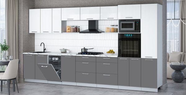 Кухонный гарнитур Интерлиния Мила Gloss 3.9-ПМ3