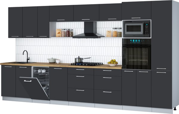 Кухонный гарнитур Интерлиния Мила Gloss 3.9-ПМ3 - фото