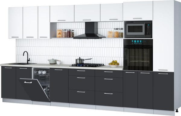 Кухонный гарнитур Интерлиния Мила Gloss 3.9-ПМ3 - фото