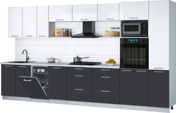 Кухонный гарнитур Интерлиния Мила Gloss 3.9-ПМ3 - фото