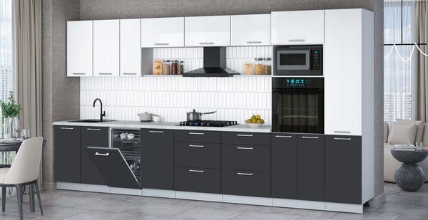 Кухонный гарнитур Интерлиния Мила Gloss 3.9-ПМ3