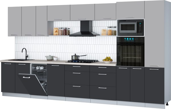 Кухонный гарнитур Интерлиния Мила Gloss 3.9-ПМ3 - фото