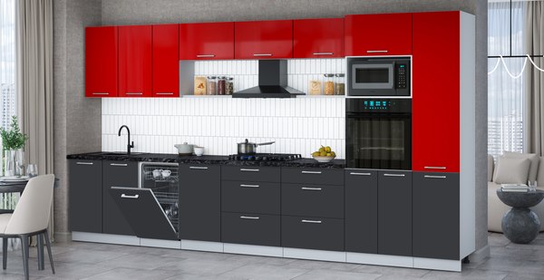 Кухонный гарнитур Интерлиния Мила Gloss 3.9-ПМ3