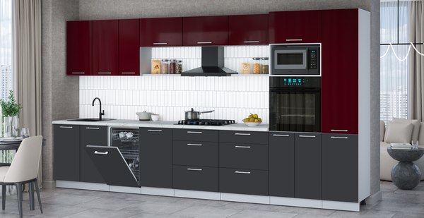 Кухонный гарнитур Интерлиния Мила Gloss 3.9-ПМ3