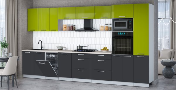 Кухонный гарнитур Интерлиния Мила Gloss 3.9-ПМ3