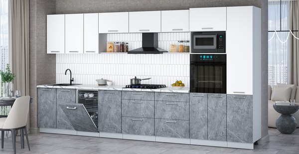 Кухонный гарнитур Интерлиния Мила Gloss 3.9-ПМ3 - фото