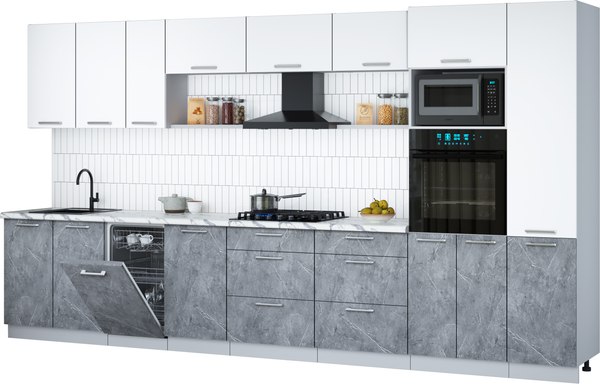Кухонный гарнитур Интерлиния Мила Gloss 3.9-ПМ3