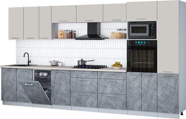 Кухонный гарнитур Интерлиния Мила Gloss 3.9-ПМ3 - фото