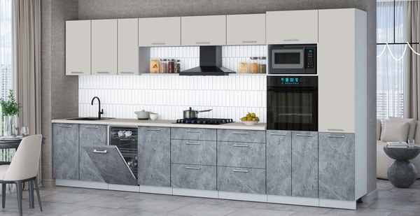 Кухонный гарнитур Интерлиния Мила Gloss 3.9-ПМ3