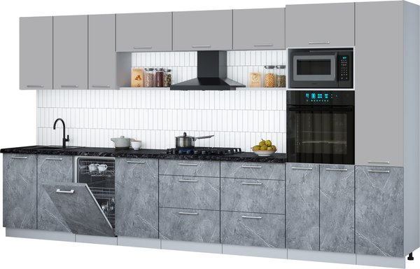 Кухонный гарнитур Интерлиния Мила Gloss 3.9-ПМ3 - фото
