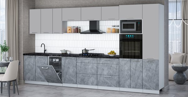 Кухонный гарнитур Интерлиния Мила Gloss 3.9-ПМ3