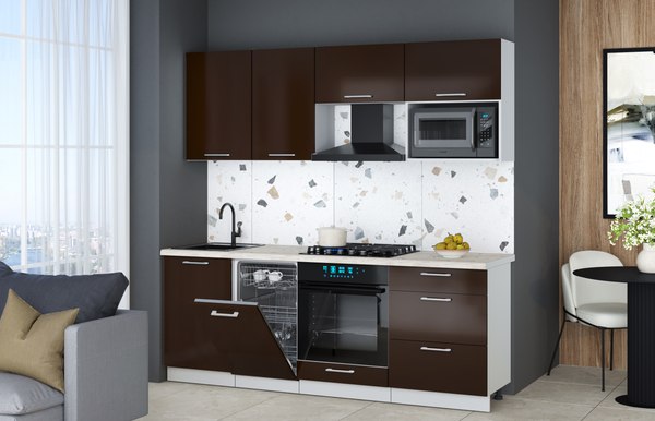 Кухонный гарнитур Интерлиния Мила Gloss 2.15-ПМ4