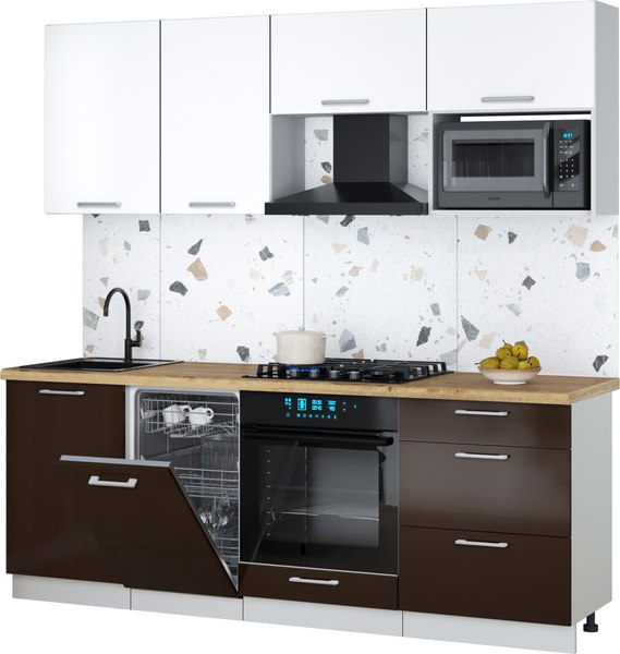 Кухонный гарнитур Интерлиния Мила Gloss 2.15-ПМ4 - фото