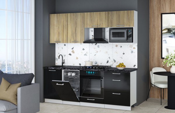 Кухонный гарнитур Интерлиния Мила Gloss 2.15-ПМ4