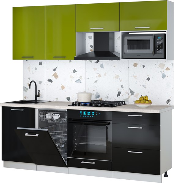 Кухонный гарнитур Интерлиния Мила Gloss 2.15-ПМ4 - фото