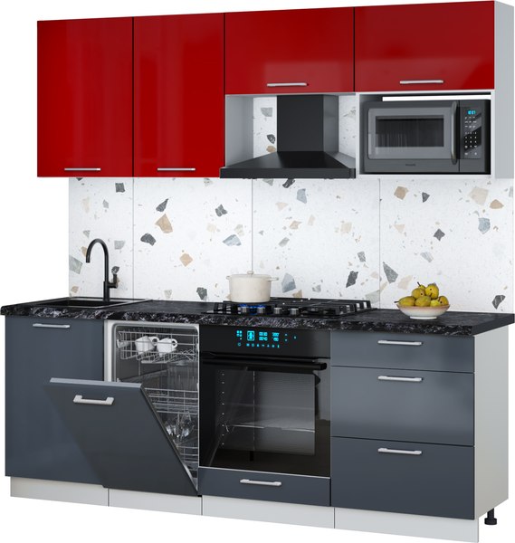 Кухонный гарнитур Интерлиния Мила Gloss 2.15-ПМ4 - фото