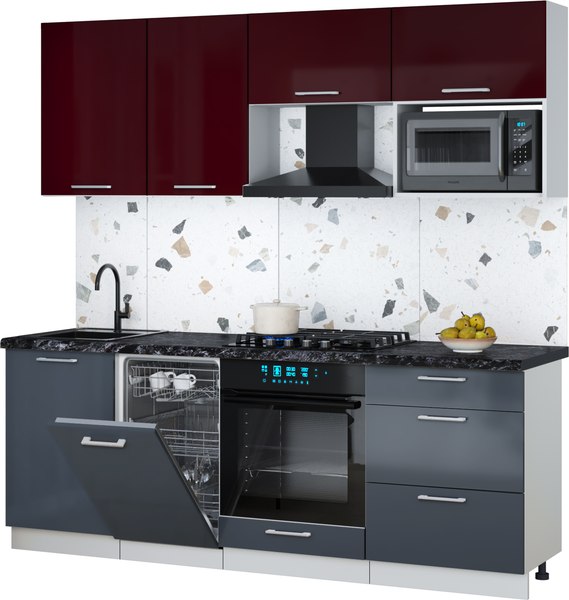 Кухонный гарнитур Интерлиния Мила Gloss 2.15-ПМ4 - фото