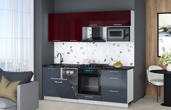 Кухонный гарнитур Интерлиния Мила Gloss 2.15-ПМ4