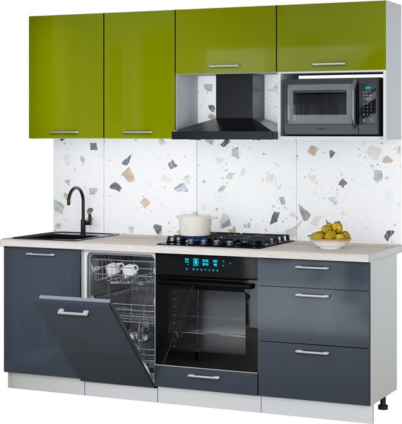 Кухонный гарнитур Интерлиния Мила Gloss 2.15-ПМ4 - фото