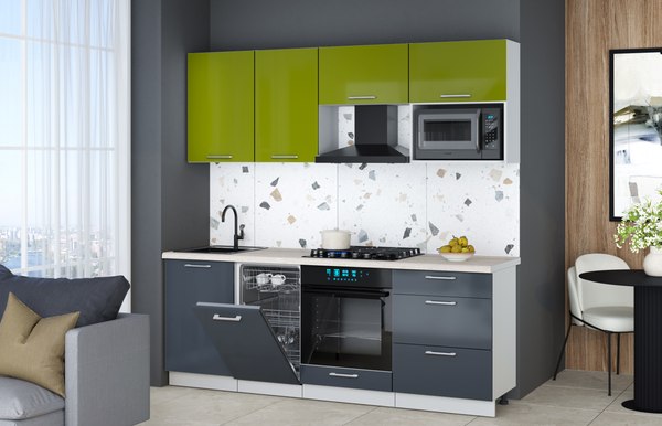 Кухонный гарнитур Интерлиния Мила Gloss 2.15-ПМ4