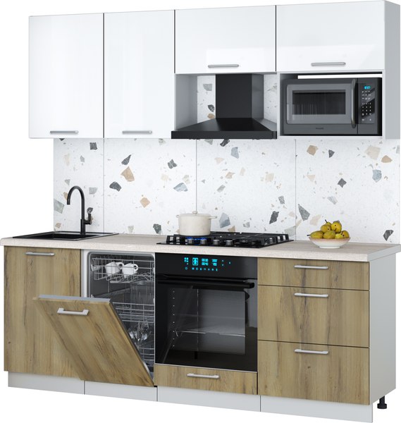 Кухонный гарнитур Интерлиния Мила Gloss 2.15-ПМ4 - фото