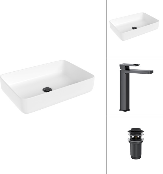 Умывальник со смесителем Lauter 21487-50 + Cascade 21СК0655BS с донным клапаном 21190B - фото