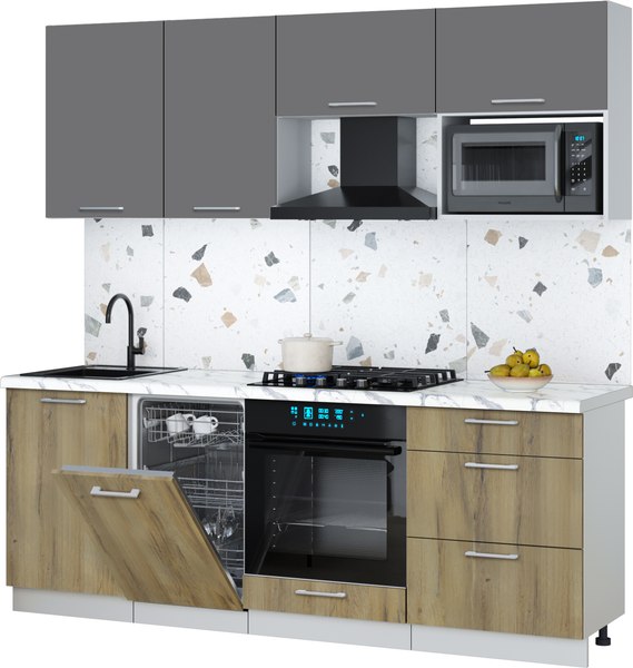 Кухонный гарнитур Интерлиния Мила Gloss 2.15-ПМ4 - фото