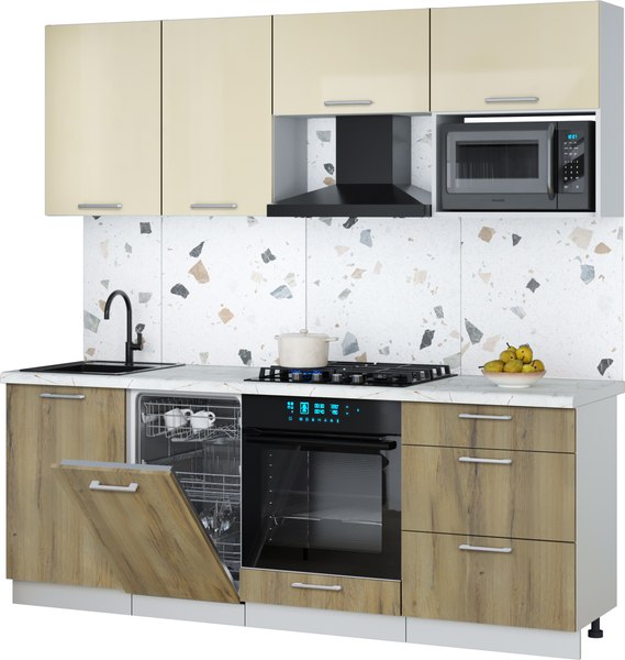 Кухонный гарнитур Интерлиния Мила Gloss 2.15-ПМ4 - фото