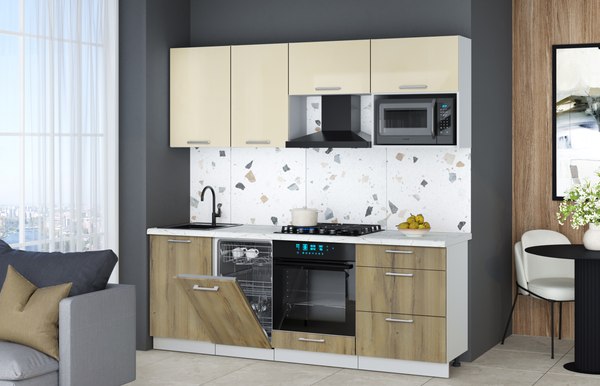 Кухонный гарнитур Интерлиния Мила Gloss 2.15-ПМ4