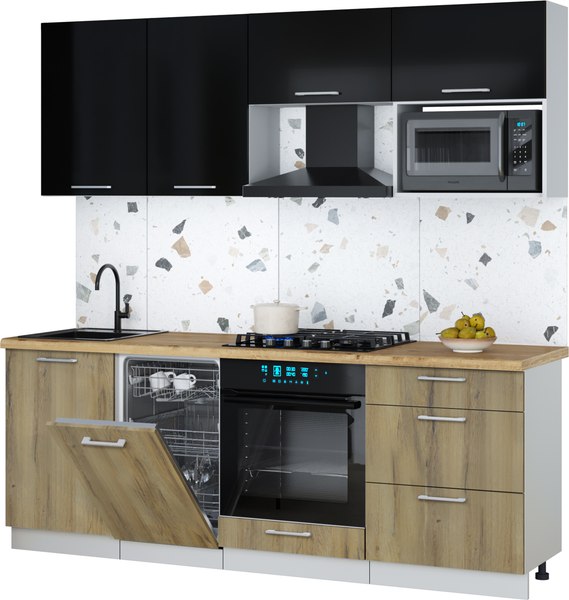 Кухонный гарнитур Интерлиния Мила Gloss 2.15-ПМ4 - фото