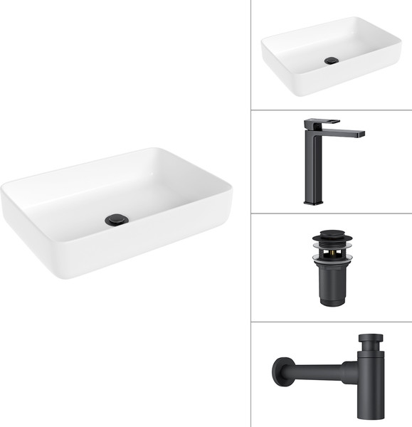 Умывальник со смесителем Lauter 21487-50 + Cascade 21СК0655BS + сифон 21635B + дон.клапан 21190B - фото