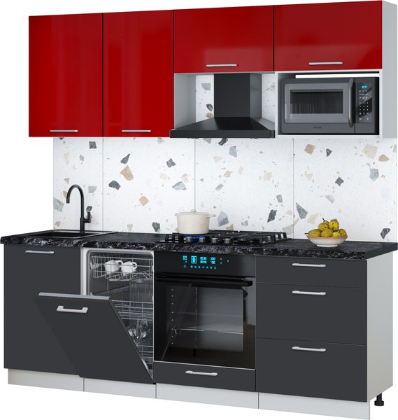 Кухонный гарнитур Интерлиния Мила Gloss 2.15-ПМ4 - фото