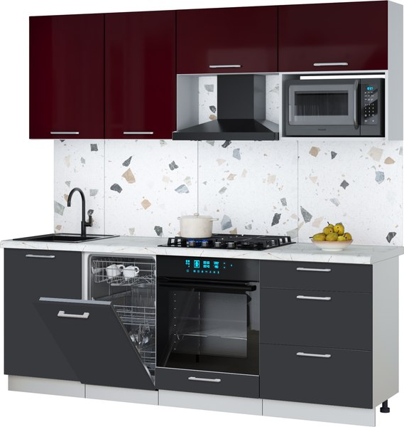 Кухонный гарнитур Интерлиния Мила Gloss 2.15-ПМ4 - фото