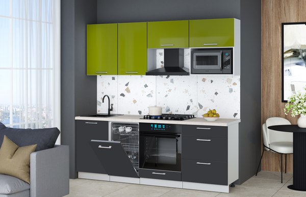 Кухонный гарнитур Интерлиния Мила Gloss 2.15-ПМ4