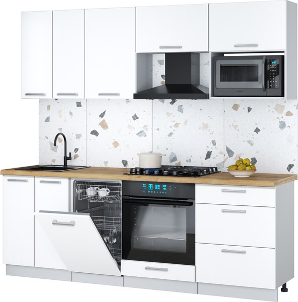 Кухонный гарнитур Интерлиния Мила Gloss 2.25-ПМ4 - фото