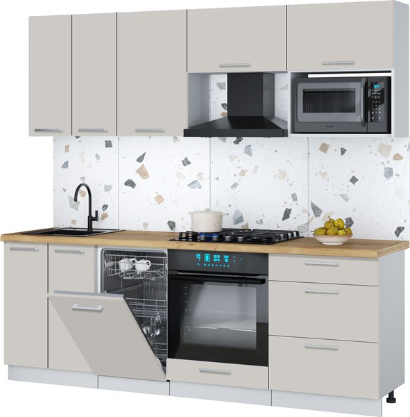 Кухонный гарнитур Интерлиния Мила Gloss 2.25-ПМ4 - фото