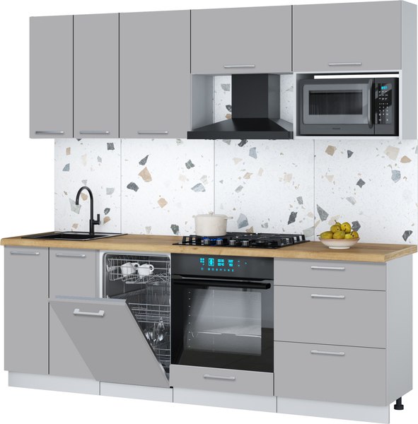Кухонный гарнитур Интерлиния Мила Gloss 2.25-ПМ4 - фото