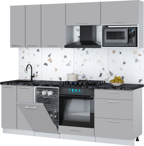 Кухонный гарнитур Интерлиния Мила Gloss 2.25-ПМ4 - фото