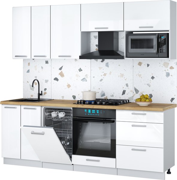 Кухонный гарнитур Интерлиния Мила Gloss 2.25-ПМ4 - фото
