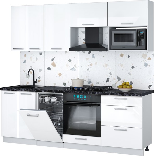 Кухонный гарнитур Интерлиния Мила Gloss 2.25-ПМ4 - фото